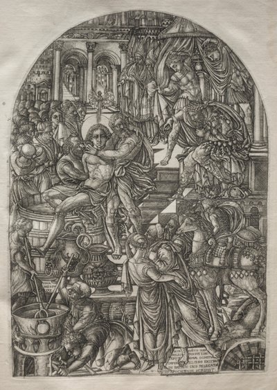 Apokalypsen: St. Johannes evangelistens martyrskap, 1546-1556. av Jean Duvet