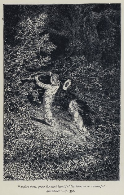 "Före dem odlade de vackraste björnbären i underbara mängder" (gravyr) av Jean Edouard Dargent