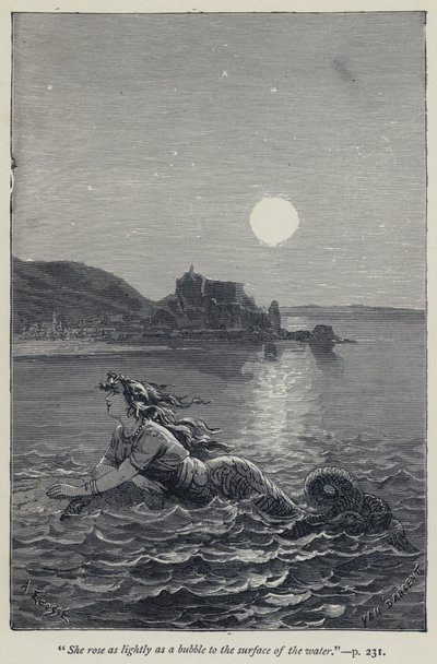 "Hon steg lätt som en bubbla till vattenytan" (gravyr) av Jean Edouard Dargent