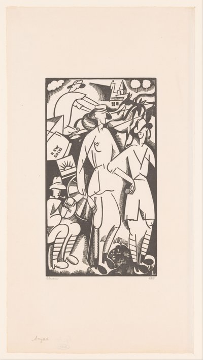 Fyra soldater i ett landskap Anzacs av Jean Emile Laboureur (signed by artist)