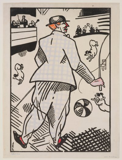 Clown med hundar (Le Clown aux Chiens) av Jean Emile Laboureur