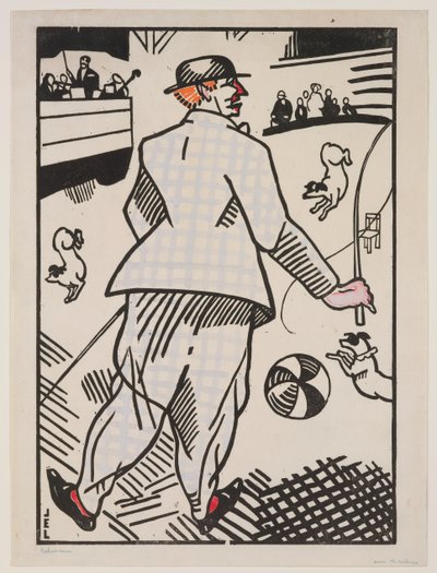 Clown med hundar (Le Clown aux Chiens) av Jean Emile Laboureur