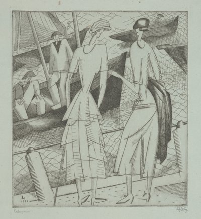 Unga kvinnor i hamnen av Jean Emile Laboureur