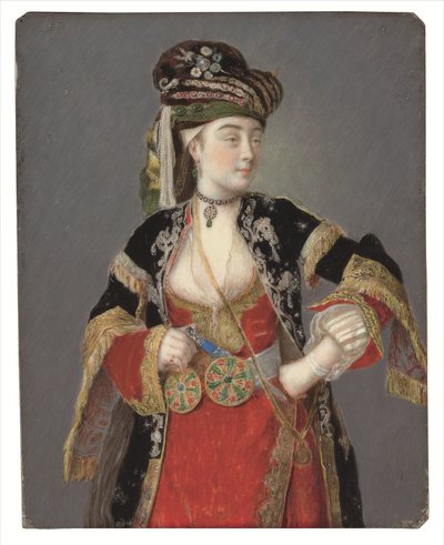 Förmodat porträtt av Laura Tarsi i turkisk klänning av Jean Étienne Liotard