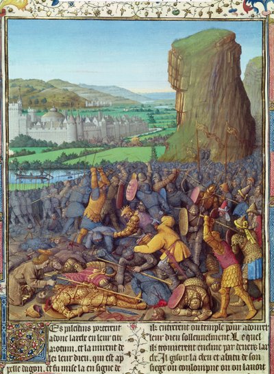 Fr 247 fol.110 Israeliternas seger över filistéerna, illustration från 