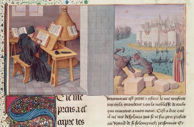 Ms.fr.273 fol.7 Livy (59 f.Kr.-17 e.Kr.) Skrift och grunden för Rom, från 