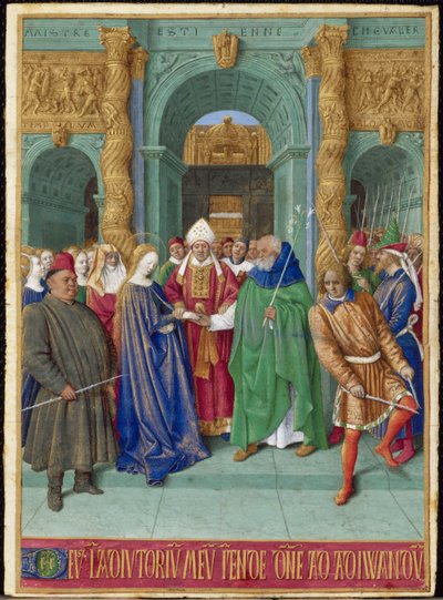 Den franska jungfruns äktenskap: miniatyr från Étienne Chevaliers timmar av Jean Fouquet