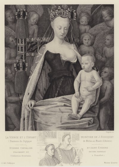 Jungfrun och barnet omgiven av änglar, c1450 av Jean Fouquet
