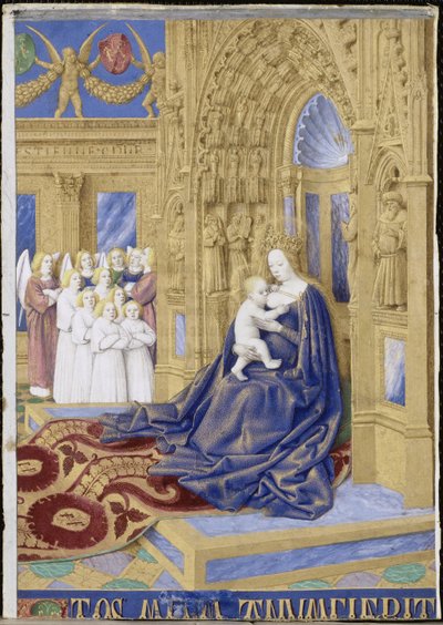 The Virgin and Child tronade Hours of Étienne Chevalier av Jean Fouquet