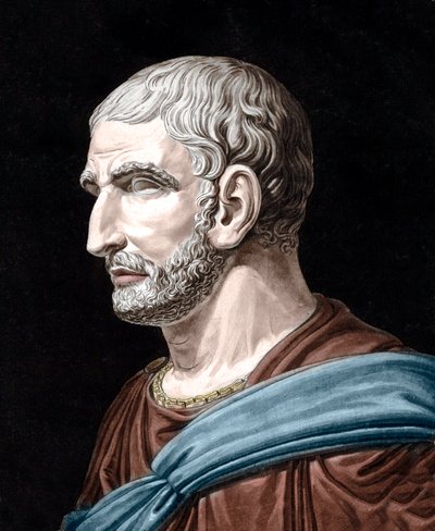 Porträtt av Lucius Junius Brutus - Lucius Iunius Brutus (509-545 f.Kr.) - Legendarisk grundare av den romerska republiken - Gravyr av Jean Francois Janinet (1752-1814) av Jean Francois (after) Janinet