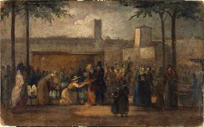 Blomstermarknaden, ca 1839 (målning) av Jean Francois Demay