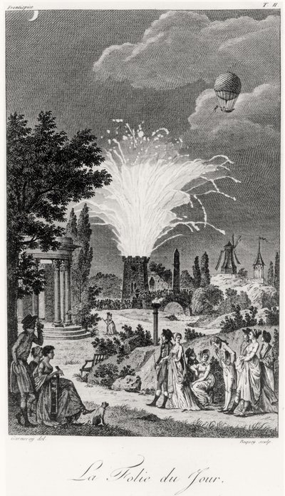 Fyrverkeri vid Jardin de Tivoli, ca 1826 av Jean Francois Garneray