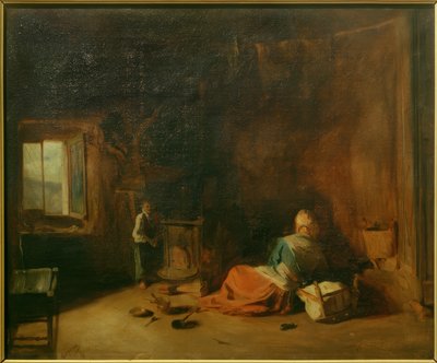 Lantlig interiör av Jean Francois Gigoux