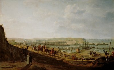Napoleon I (1769-1821) besökte lägret i Boulogne i juli 1804, 1806 av Jean Francois Hue