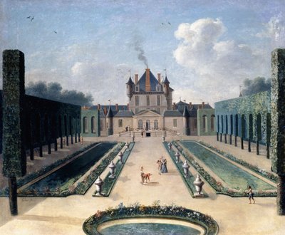 Utsikt över Chateau de Mousseaux och dess trädgårdar, av Jean Francois Hue