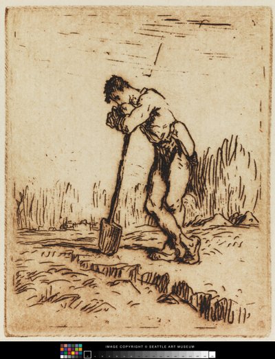 Man lutad på sin spade av Jean Francois I Millet