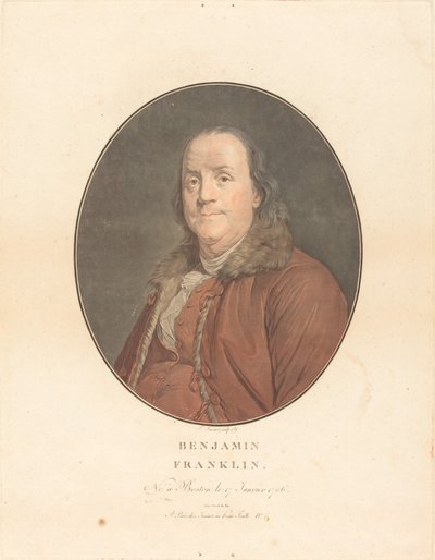 Benjamin Franklin, 1789. Skapare: Jean Francois Janinet, Joseph Siffred Duplessis. av Jean Francois Janinet, Joseph Siffred Duplessis