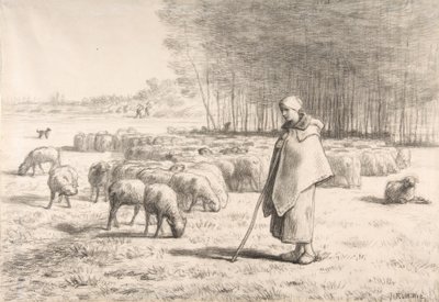 En herdinna med sin flock av Jean Francois Millet