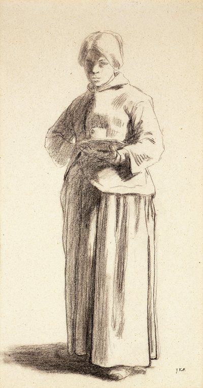 En stående kvinna som håller en kopp, ca 1852-56 av Jean Francois Millet