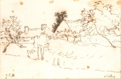 En gård bland träd, Vichy (Allier) av Jean Francois Millet