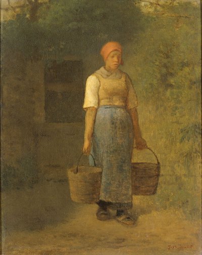 Flicka som bär vatten, ca 1855-60 av Jean Francois Millet