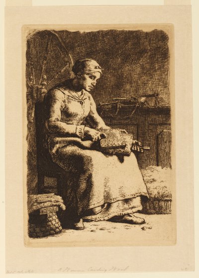 La Cardeuse (Ullkardaren) av Jean Francois Millet