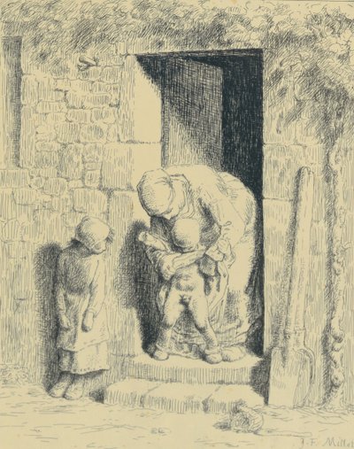 Försiktighetsåtgärder för mödrar av Jean Francois Millet