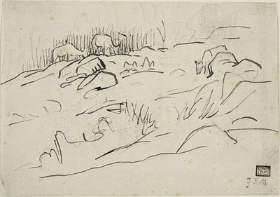 Landskap med boskap av Jean Francois Millet