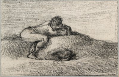 Man hukar på en kulle, 1848-1850 av Jean Francois Millet