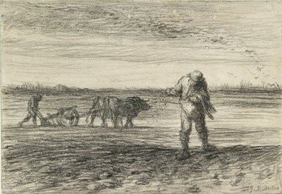 Man plöjer och ytterligare en sådd, 1849-1852 av Jean Francois Millet