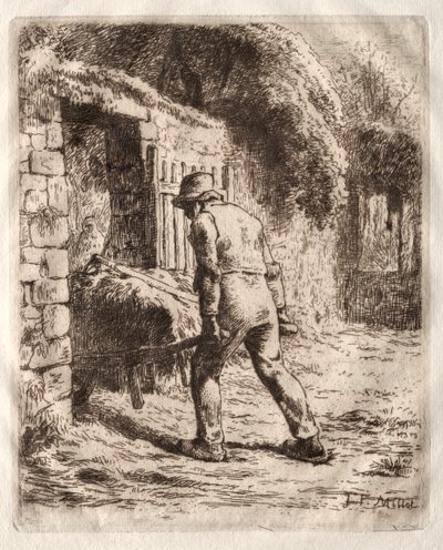 Bonde med en skottkärra av Jean Francois Millet