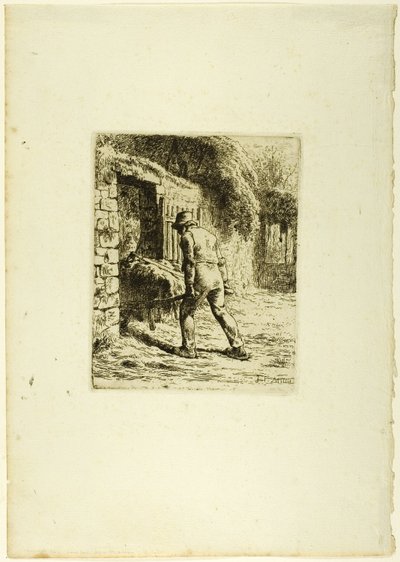 Bonde med en skottkärra av Jean Francois Millet