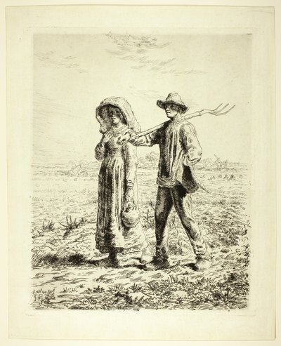 Bauern gehen zur Arbeit von Jean-Francois Millet