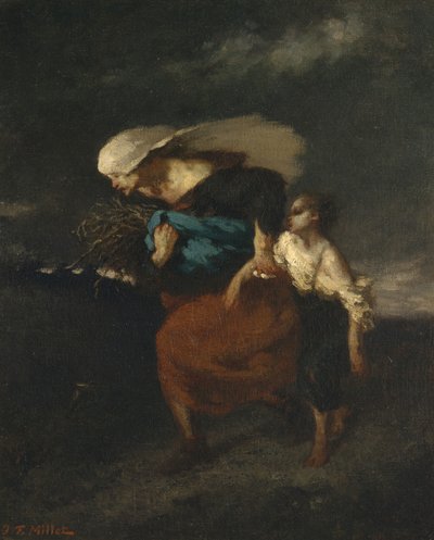 Retreat från stormen, ca. 1846. av Jean Francois Millet