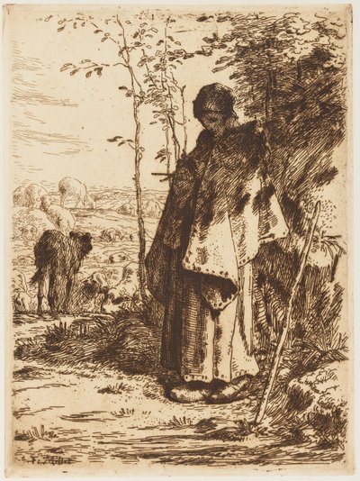 Herdinna Stickning av Jean Francois Millet