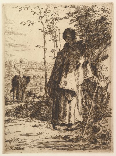 Herdinna stickning, 1862. av Jean Francois Millet