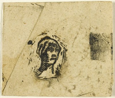 Skisser, fragment: Huvud av en kvinna som bär en huvudduk av Jean Francois Millet