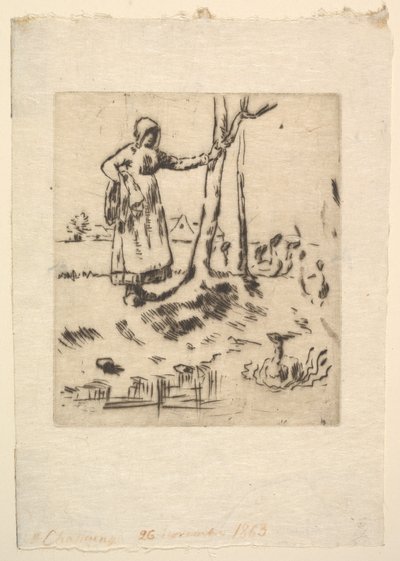 Gåsflickan, 1830-75. av Jean Francois Millet