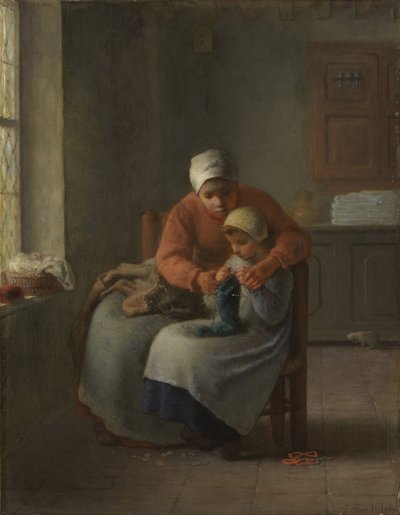 Sticklektionen, c.1860 av Jean Francois Millet