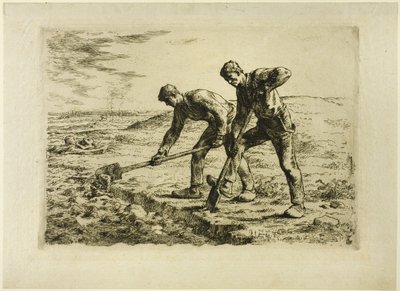 Två män som gräver av Jean Francois Millet