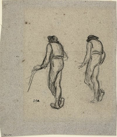 Två skisser av en bonde, sedd bakifrån av Jean Francois Millet