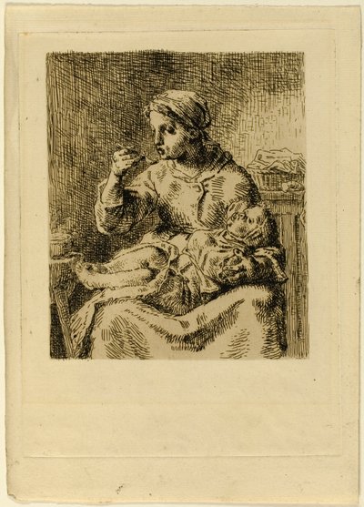 Kvinna Matar Hennes Barn av Jean Francois Millet