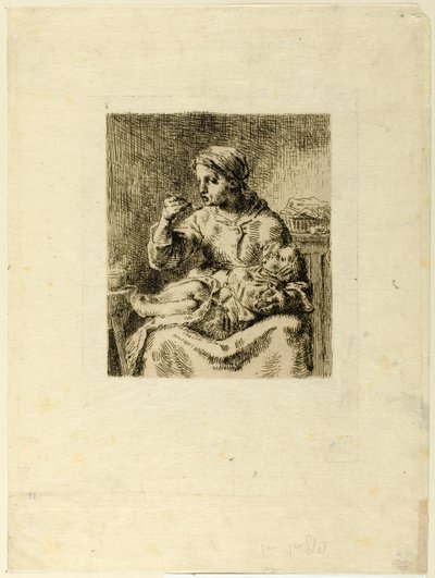 Kvinna Matar Hennes Barn av Jean Francois Millet