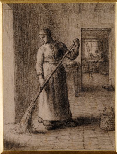 Kvinna som sopar sitt hem av Jean Francois Millet