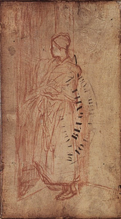 Ung kvinna som tar linne från en hylla, ca 1850-52 av Jean Francois Millet