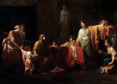 Detalj av: Cornelie (189 - 110 f.Kr.) mor till Gracques - Tiberius Sempronius Gracchus och hans bror Caius Sempronius Gracchus med smeknamnet Gracques, romerska statsmän - Målning av Jean Francois Peyron (1744-1814) av Jean François Pierre Peyron