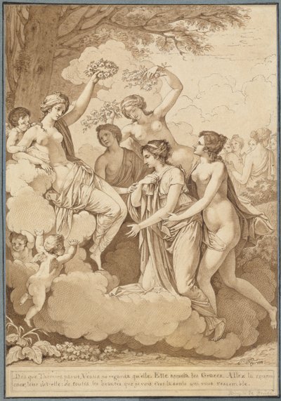 Venus och nåderna som kröner Thémire av Jean François Pierre Peyron