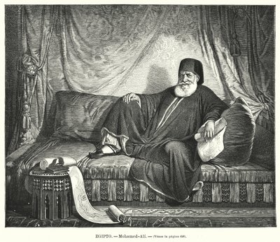 Muhammad Ali, ottomansk vicekung av Egypten (litho) av Jean Francois Portaels