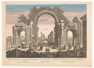 Vy över ruinen av pelargångsbågen vid Palmyra, sett från öster 11:e. Vue d
