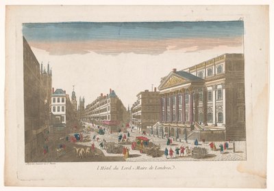 Utsikt över Mansion House i London l´Hôtel du Lord = Maire de Londre (titel på objekt) av Jean François Daumont